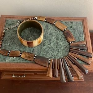 Wooden Bangle and Necklace